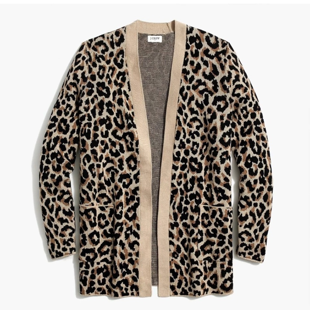J Crew leopard open front cardigan